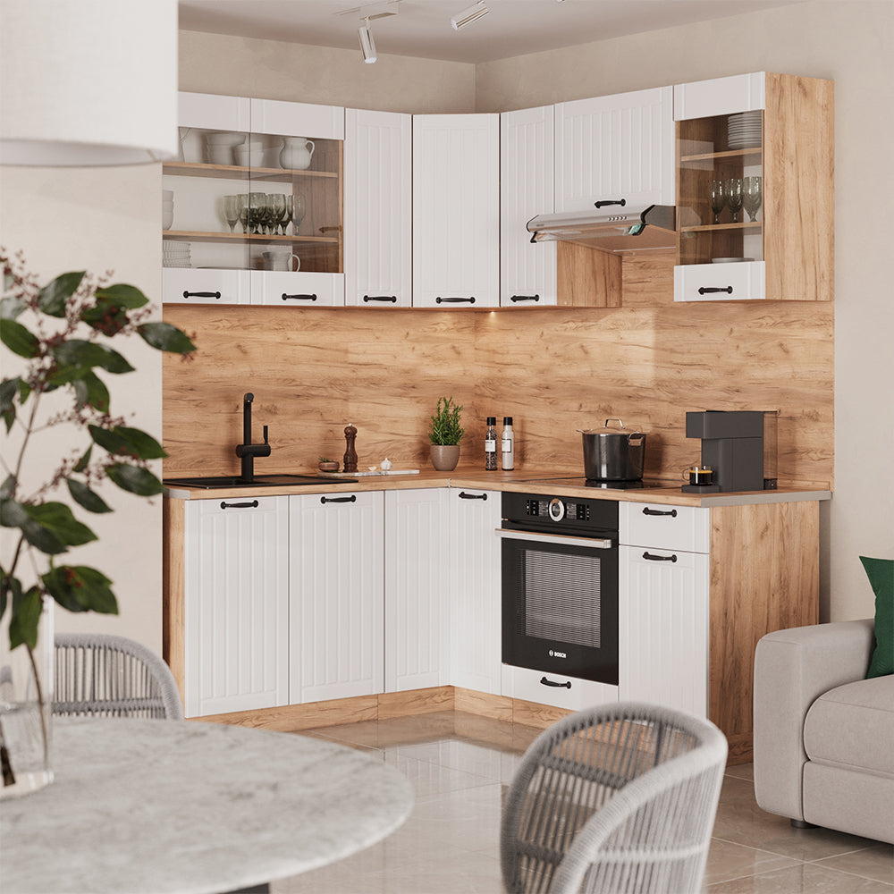 Vicco Cucina angolare completa Bianco casa di campagna 190 x 46 cm senza piano di lavoro