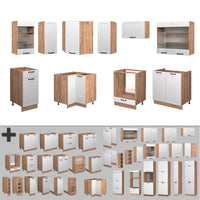 Vicco Cucina angolare completa Bianco casa di campagna 190 x 60 cm , PL Rovere