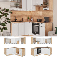 Vicco Cucina angolare completa Bianco casa di campagna 190 x 60 cm , PL Antracite