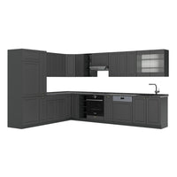 Vicco Cucina angolare completa Landhaus antrazit-oro 347 x 46 cm senza piano di lavoro