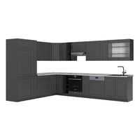 Vicco Cucina angolare completa Landhaus antrazit-oro 347 x 60 cm , PL Marmo