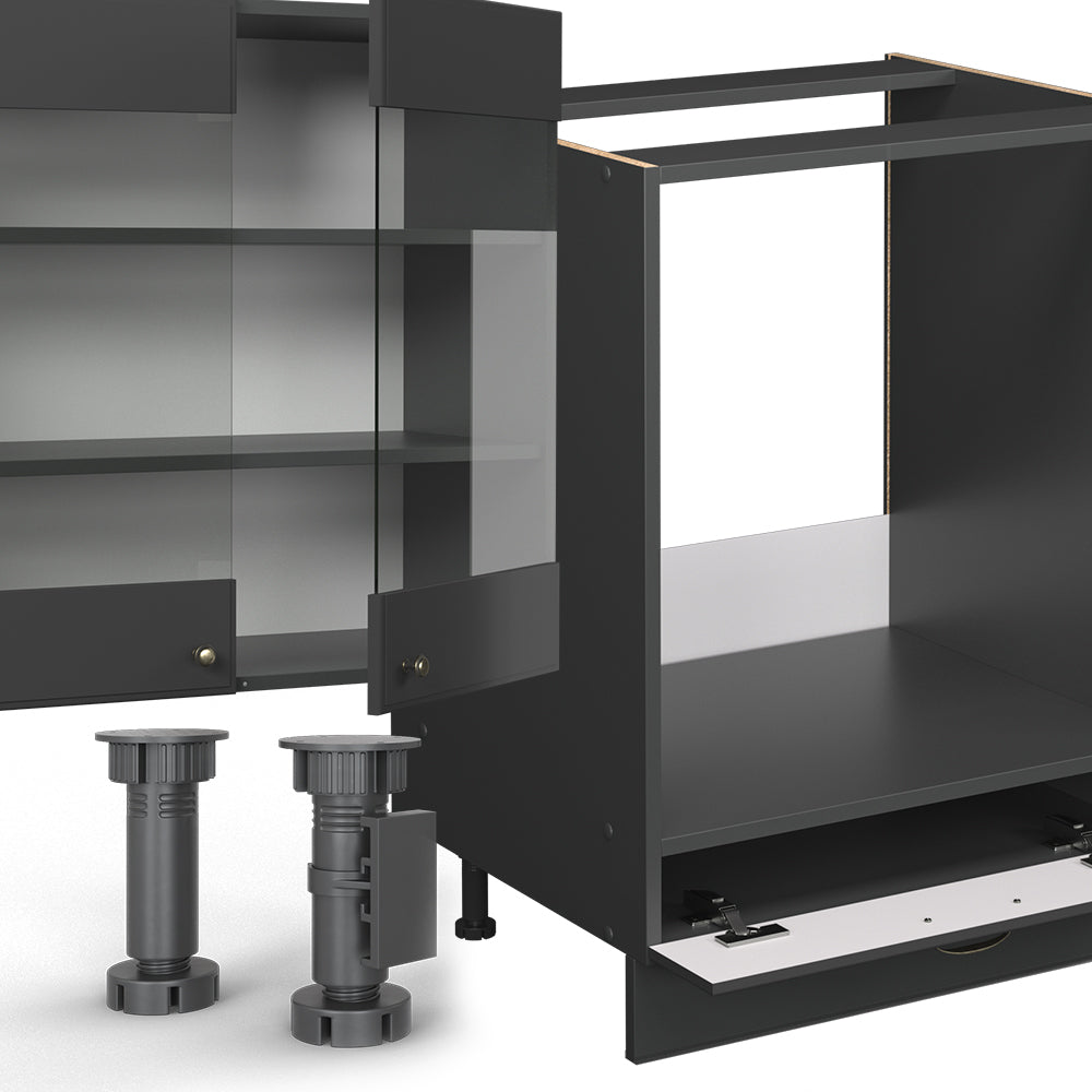 Vicco Cucina angolare completa Landhaus antrazit-oro 347 x 60 cm , PL Antracite