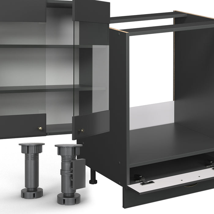 Vicco Cucina angolare completa Landhaus antrazit-oro 347 x 60 cm , PL Antracite