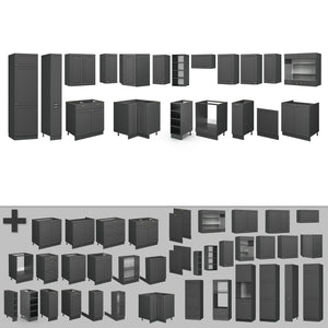 Vicco Cucina angolare completa Landhaus antrazit-oro 347 x 60 cm , PL Marmo