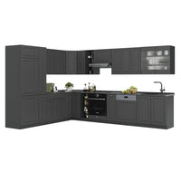Vicco Cucina angolare completa Landhaus antrazit-oro 347 x 60 cm , PL Antracite
