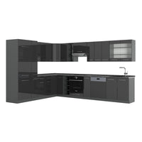 Vicco Cucina angolare completa Antracite lucido 347 x 60 cm , PL Antracite