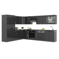 Vicco Cucina angolare completa Antracite lucido 347 x 60 cm , PL Antracite