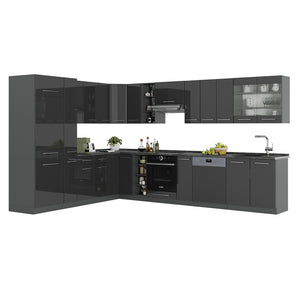 Vicco Cucina angolare completa Antracite lucido 347 x 60 cm , PL Antracite