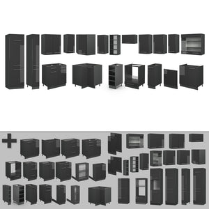 Vicco Cucina angolare completa Antracite lucido 347 x 46 cm senza piano di lavoro