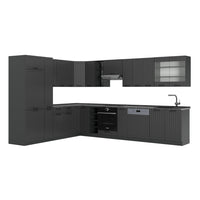 Vicco Cucina angolare completa Grigio scuro 347 x 46 cm senza piano di lavoro