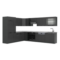 Vicco Cucina angolare completa Grigio scuro 347 x 60 cm , PL Marmo