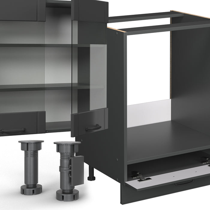 Vicco Cucina angolare completa Grigio scuro 347 x 46 cm senza piano di lavoro