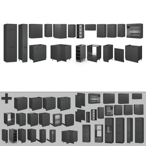 Vicco Cucina angolare completa Grigio scuro 347 x 46 cm senza piano di lavoro