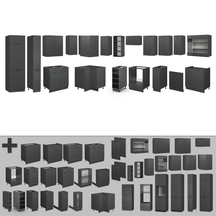 Vicco Cucina angolare completa Grigio scuro 347 x 60 cm , PL Marmo