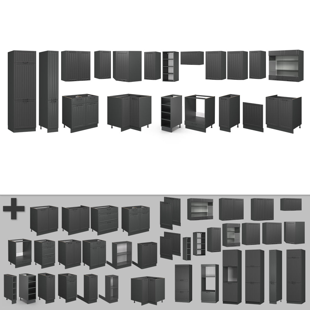 Vicco Cucina angolare completa Grigio scuro 347 x 60 cm , PL Antracite