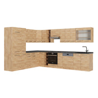 Vicco Cucina angolare completa Quercia dorata 347 x 46 cm senza piano di lavoro