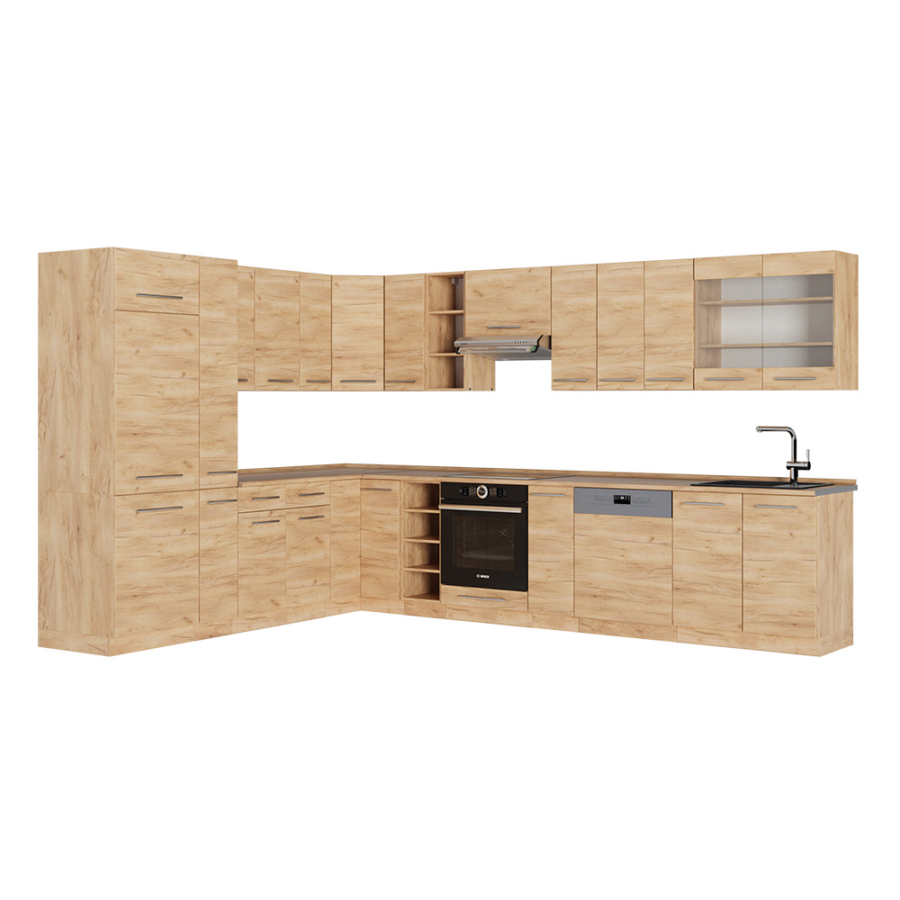 Vicco Cucina angolare completa Quercia dorata 347 x 60 cm , PL Rovere