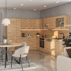 Vicco Cucina angolare completa Quercia dorata 347 x 60 cm , PL Marmo