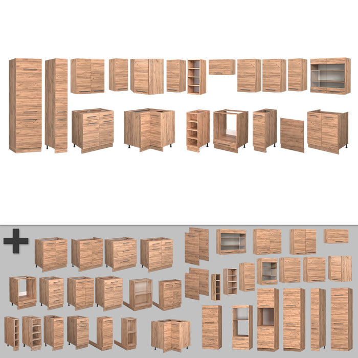 Vicco Cucina angolare completa Quercia dorata 347 x 60 cm , PL Antracite