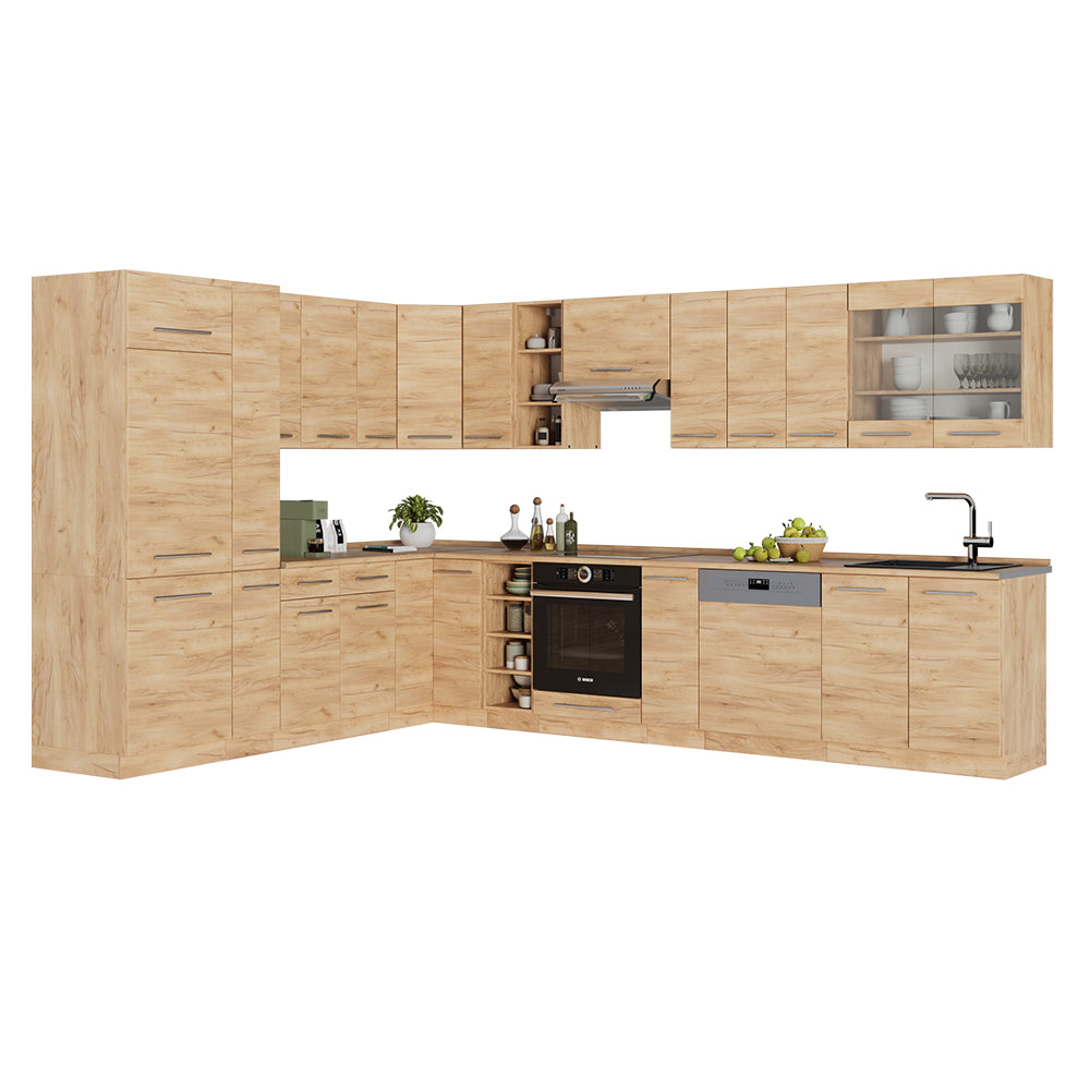 Vicco Cucina angolare completa Quercia dorata 347 x 60 cm , PL Rovere