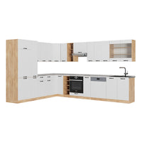 Vicco Cucina angolare completa Bianco casa di campagna 347 x 60 cm , PL Marmo