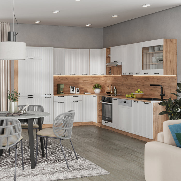 Vicco Cucina angolare completa Bianco casa di campagna 347 x 60 cm , PL Marmo