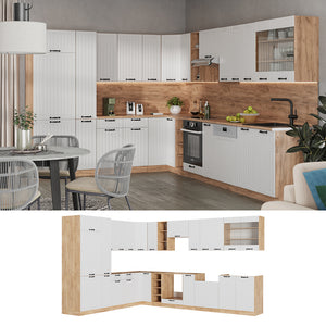 Vicco Cucina angolare completa Bianco casa di campagna 347 x 46 cm senza piano di lavoro