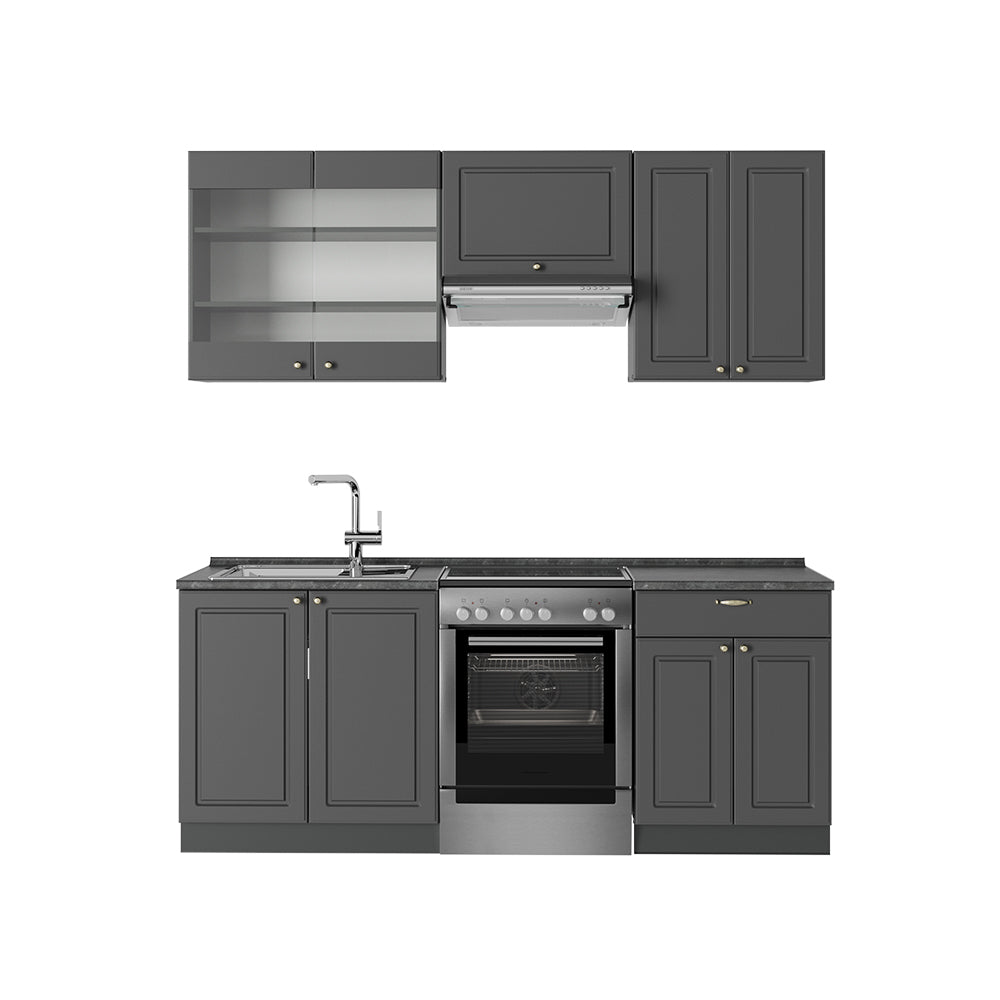 Vicco Cucina componibile Landhaus antrazit-oro 200 cm , PL Antracite