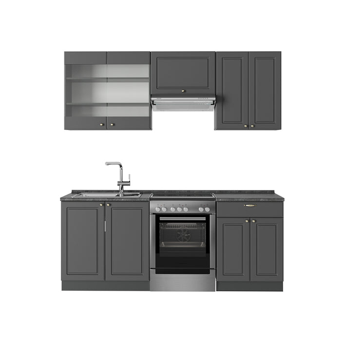 Vicco Cucina componibile Landhaus antrazit-oro 200 cm senza piano di lavoro