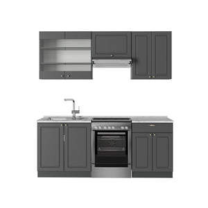 Vicco Cucina componibile Landhaus antrazit-oro 200 cm , PL Marmo