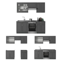 Vicco Cucina componibile Landhaus antrazit-oro 200 cm senza piano di lavoro