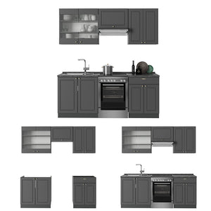 Vicco Cucina componibile Landhaus antrazit-oro 200 cm , PL Antracite