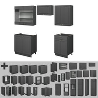 Vicco Cucina componibile Landhaus antrazit-oro 200 cm senza piano di lavoro