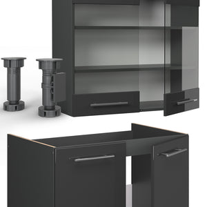 Vicco Cucina componibile Antracite lucido 200 cm , PL Antracite