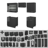 Vicco Cucina componibile Antracite lucido 200 cm senza piano di lavoro