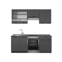 Vicco Cucina componibile Grigio scuro 200 cm senza piano di lavoro