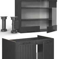 Vicco Cucina componibile Grigio scuro 200 cm senza piano di lavoro