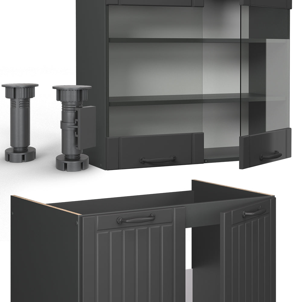 Vicco Cucina componibile Grigio scuro 200 cm , PL Marmo