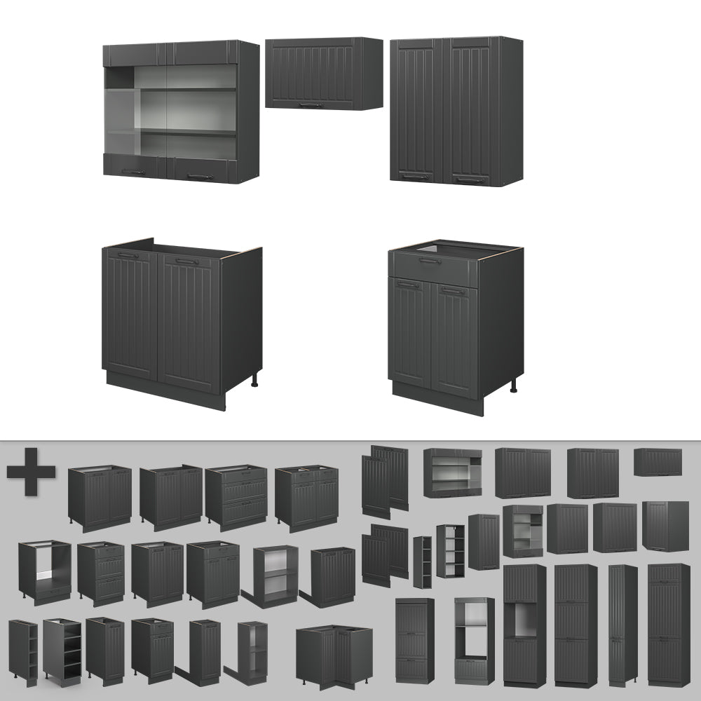 Vicco Cucina componibile Grigio scuro 200 cm , PL Marmo