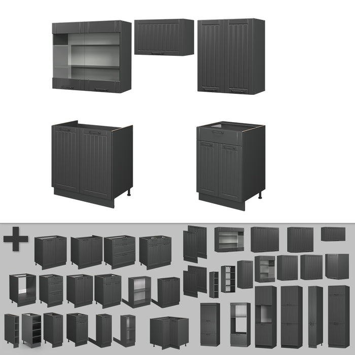 Vicco Cucina componibile Grigio scuro 200 cm , PL Marmo