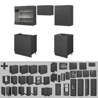 Vicco Cucina componibile Grigio scuro 200 cm senza piano di lavoro