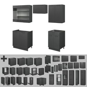 Vicco Cucina componibile Grigio scuro 200 cm senza piano di lavoro