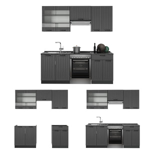 Vicco Cucina componibile Grigio scuro 200 cm , PL Marmo