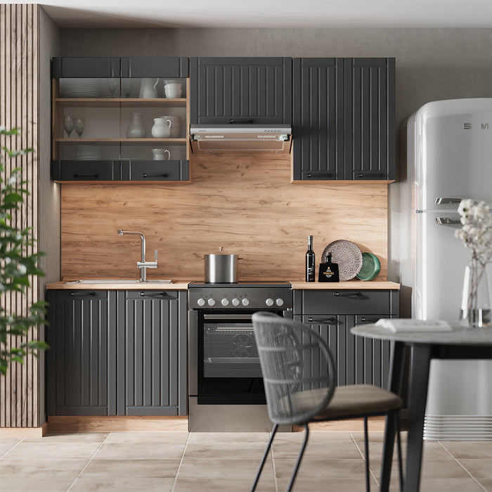 Vicco Cucina componibile Grigio scuro 200 cm senza piano di lavoro