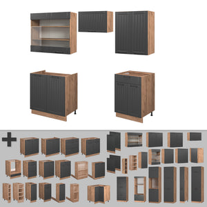 Vicco Cucina componibile Grigio scuro 200 cm senza piano di lavoro