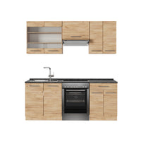 Vicco Cucina componibile Quercia dorata 200 cm , PL Antracite