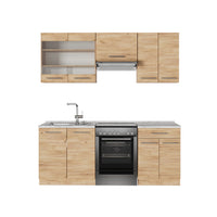 Vicco Cucina componibile Quercia dorata 200 cm , PL Marmo