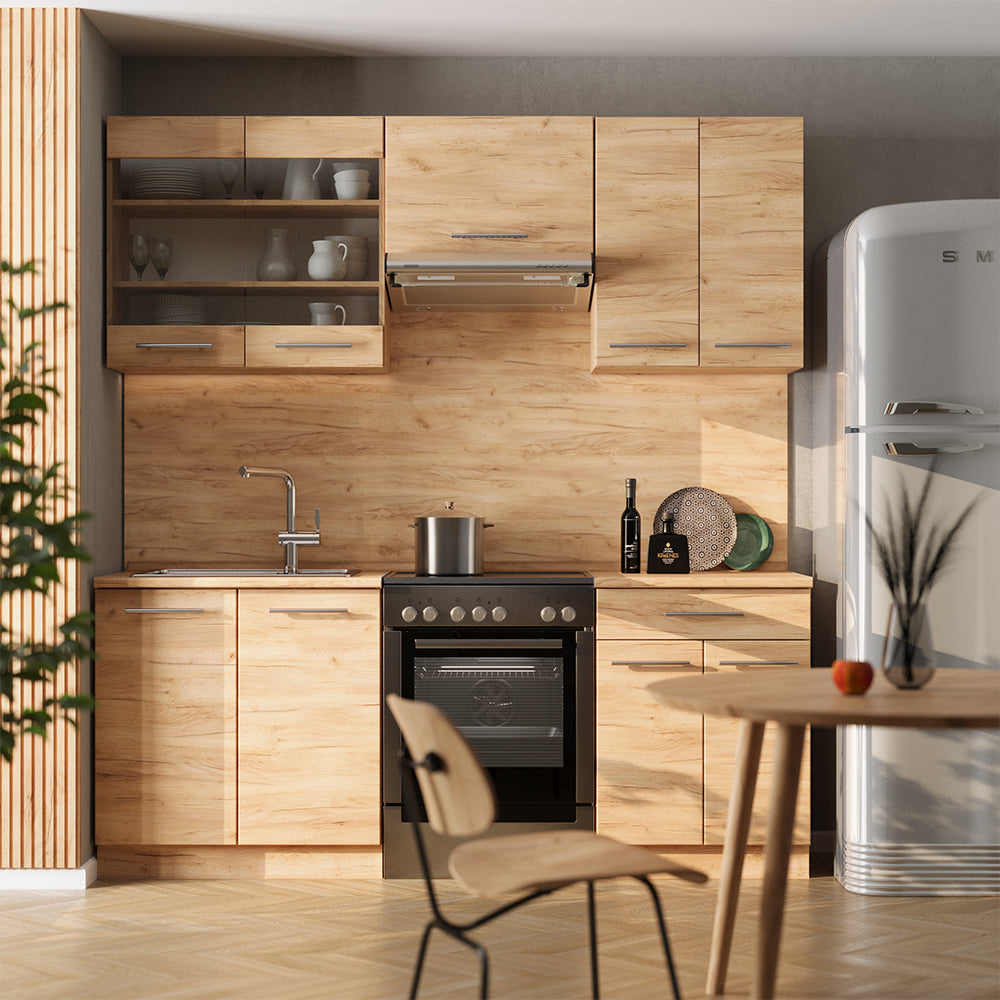 Vicco Cucina componibile Quercia dorata 200 cm senza piano di lavoro