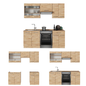 Vicco Cucina componibile Quercia dorata 200 cm , PL Marmo