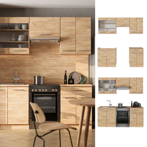 Vicco Cucina componibile Quercia dorata 200 cm , PL Marmo